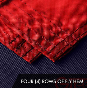 G128 420D embroidered polyester flag vibrant and durable.