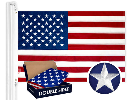 G128 American flag 3x5 ft with full view, double-sided embroidery for outdoor display.