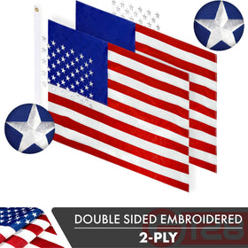 G128 flag close-up showing embroidered stars on both sides for crisp detail.