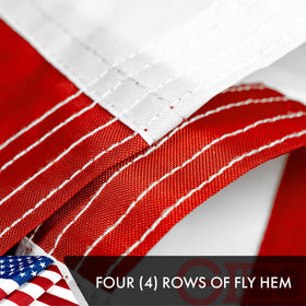 G128 flag with heavy-duty heading crafted for durable hanging.