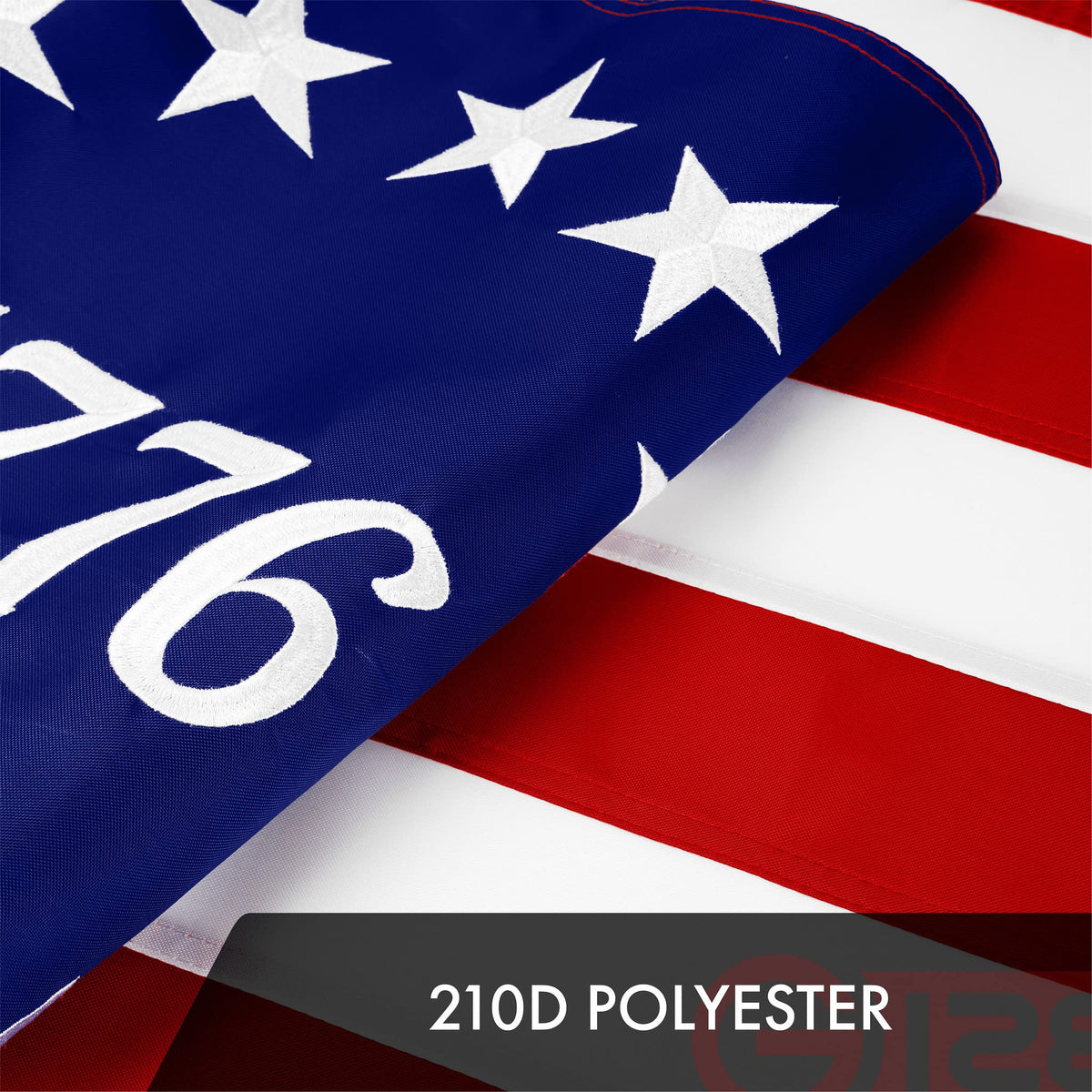G128 Betsy Ross flag with brass grommets resists rust and weather exposure.