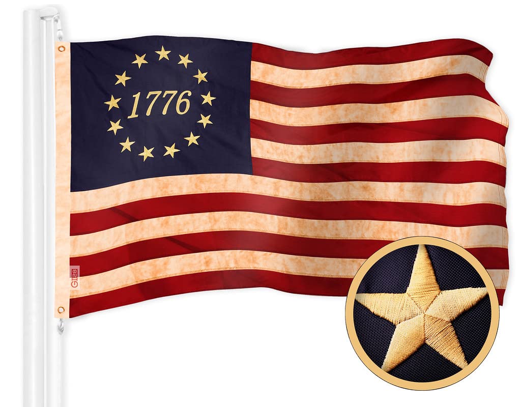 G128 Betsy Ross flag outdoors with heritage charm.