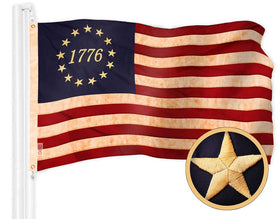 G128 Betsy Ross flag outdoors with heritage charm.