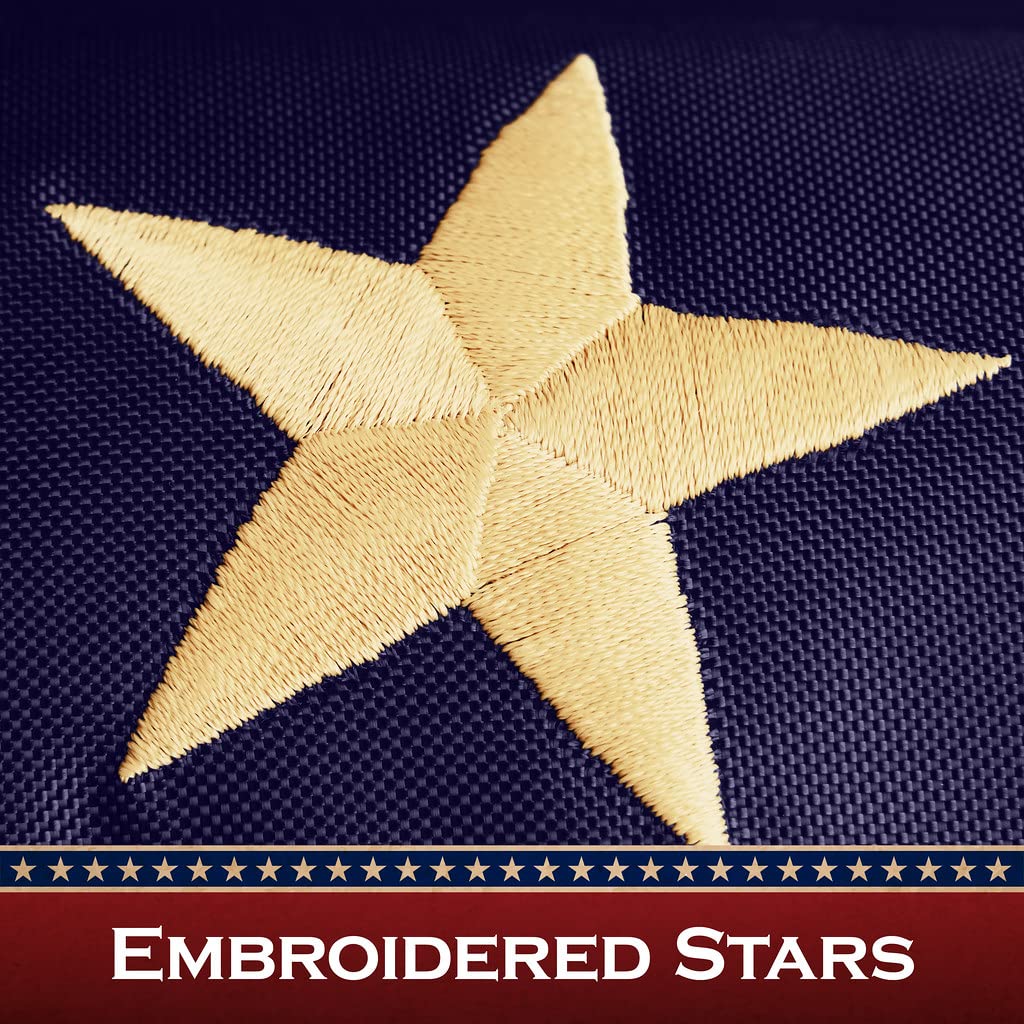 G128 Betsy Ross flag with sewn stripes and crisp stitching