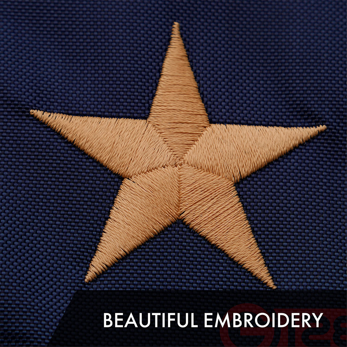 G128 Betsy Ross Tea-Stained Flag embroidered stars highlight heritage detail
