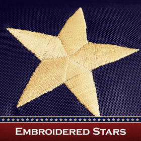 G128 Betsy Ross flag with sewn stripes and robust stitching detail