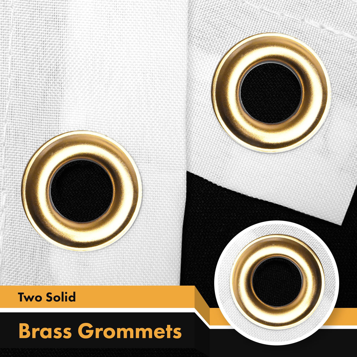 G128 Black American Heritage Flag close-up brass grommets for secure mounting.