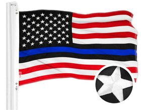 G128 Blue Lives Matter flag embroidery detail with dense stars for vivid presentation.