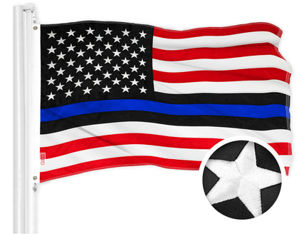 G128 Blue Lives Matter flag embroidery detail with dense stars for vivid presentation.