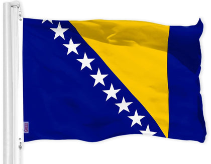 G128 Bosnia and Herzegovina flag with brass grommets for outdoor mounting.