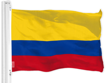 G128 Colombia flag 3x5ft outdoors with vibrant, fade-resistant color.