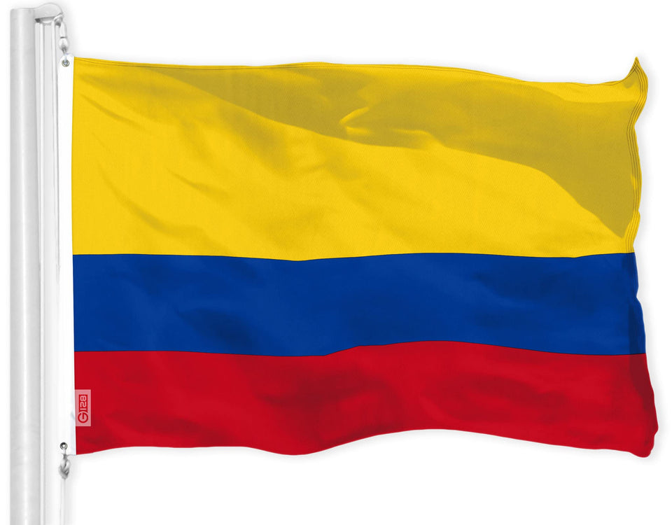 G128 Colombia flag 3x5ft outdoors with vibrant, fade-resistant color.
