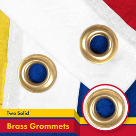 G128 Colombia flag dye-sublimated for vivid colors indoors and outdoors.