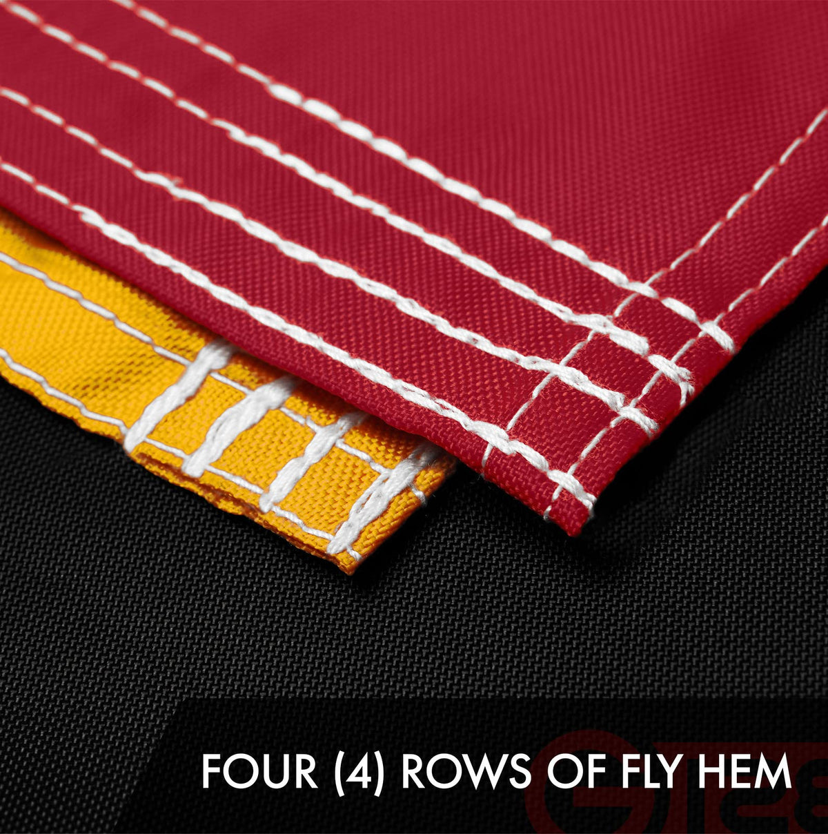G128 flag with double-needle lockstitch fly hem for durability.