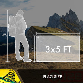 G128 Gadsden flag 210D polyester fabric delivers sturdy visual impact