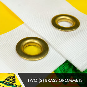 G128 Gadsden flag brass grommets enable secure mounting outdoors