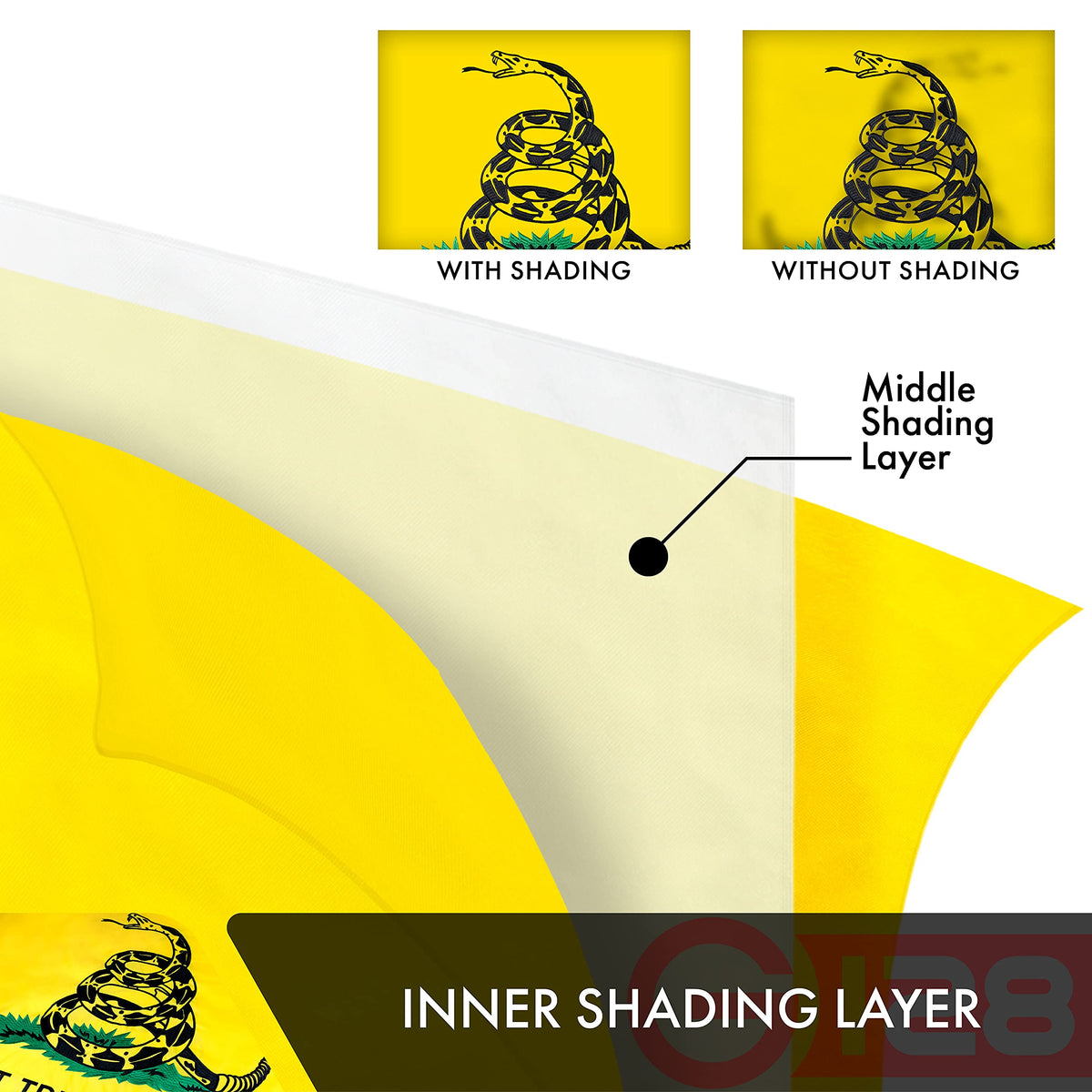 G128 Gadsden flag two fly sides read correctly from both angles