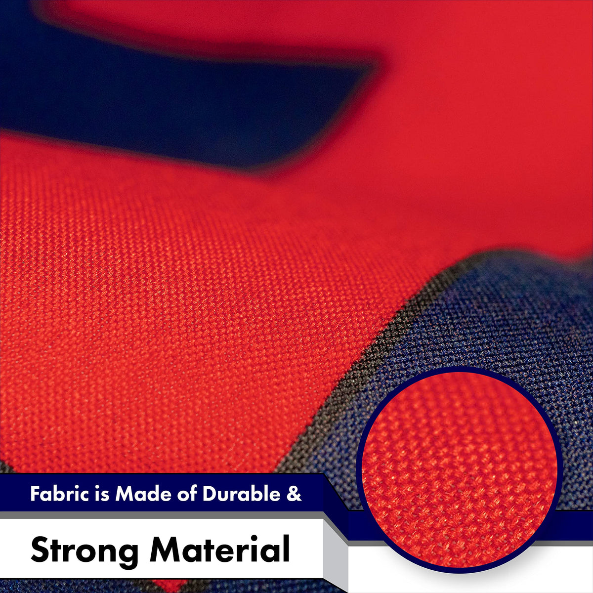 G128 heavyweight 150D polyester flag stands up to wind and weather.