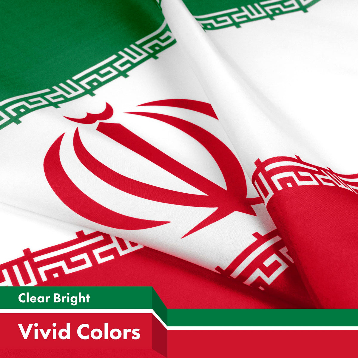 G128 Iran flag dye-sublimated colors delivering bright, fade-resistant visuals