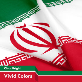 G128 Iran flag dye-sublimated colors delivering bright, fade-resistant visuals