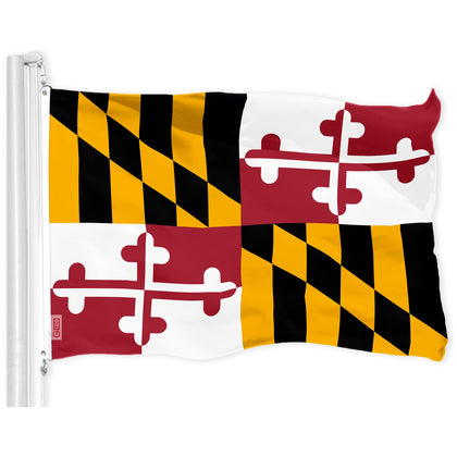 G128 Maryland flag front view with vibrant outdoor-friendly dye-sublimated colors