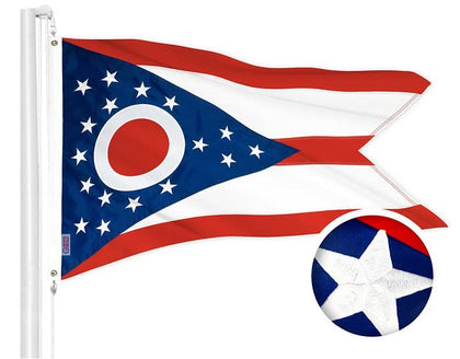 G128 Ohio State Flag embroidered 3x5ft for durable outdoor display.