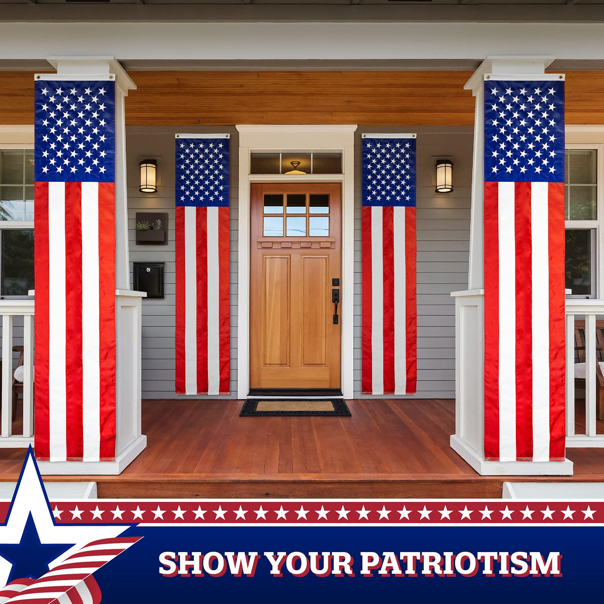 G128 ready-to-hang bunting for Memorial Day and the 4th.