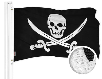 G128 pirate flag with swords design for outdoor display.