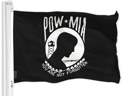 G128 POW MIA flag, 3x5ft, outdoor-ready with vibrant colors.