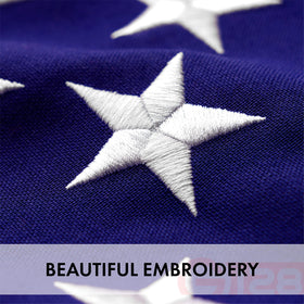 G128 USA flag with sewn stripes suitable for indoor or outdoor setups.