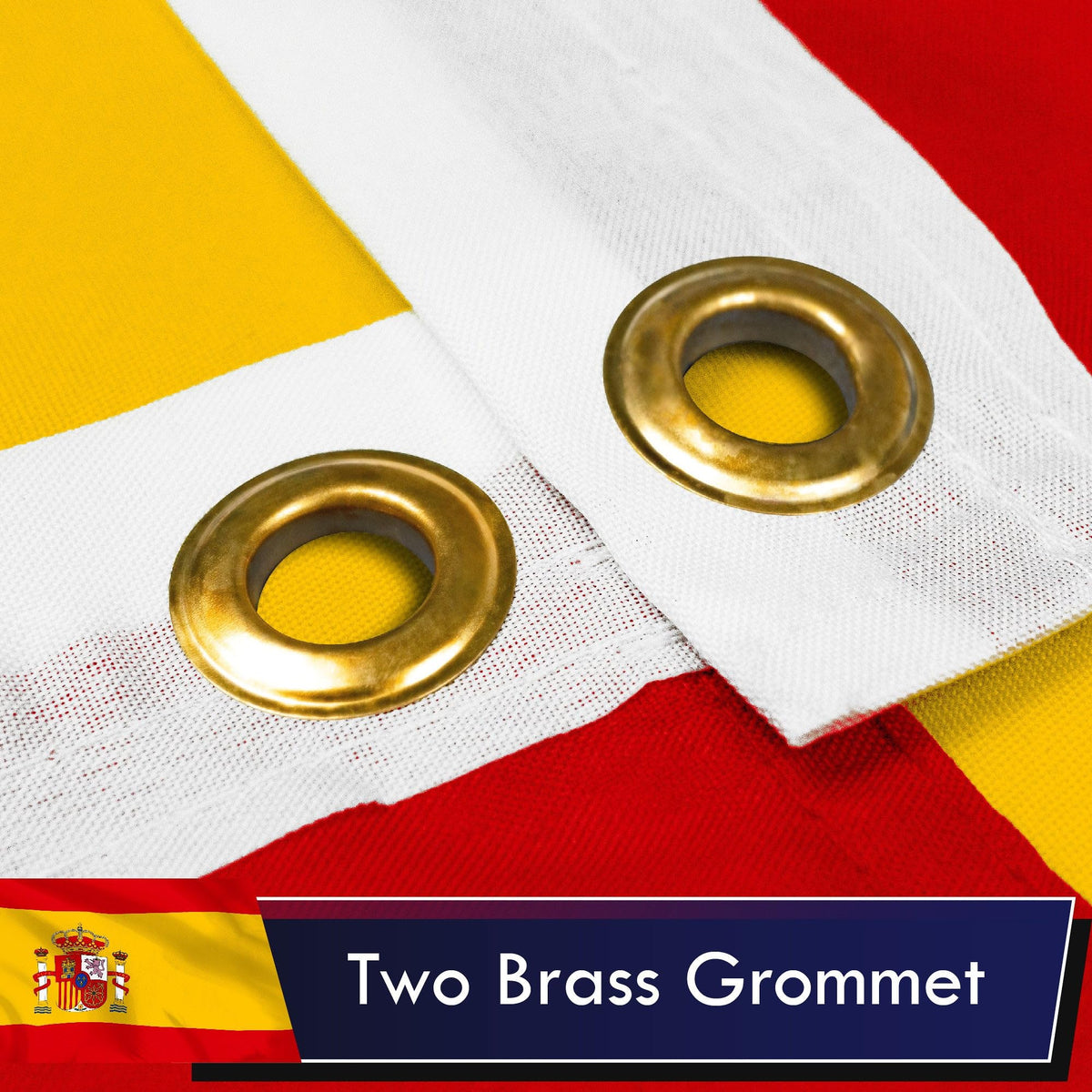 G128 flag with brass grommets enables durable hanging and easy mounting.