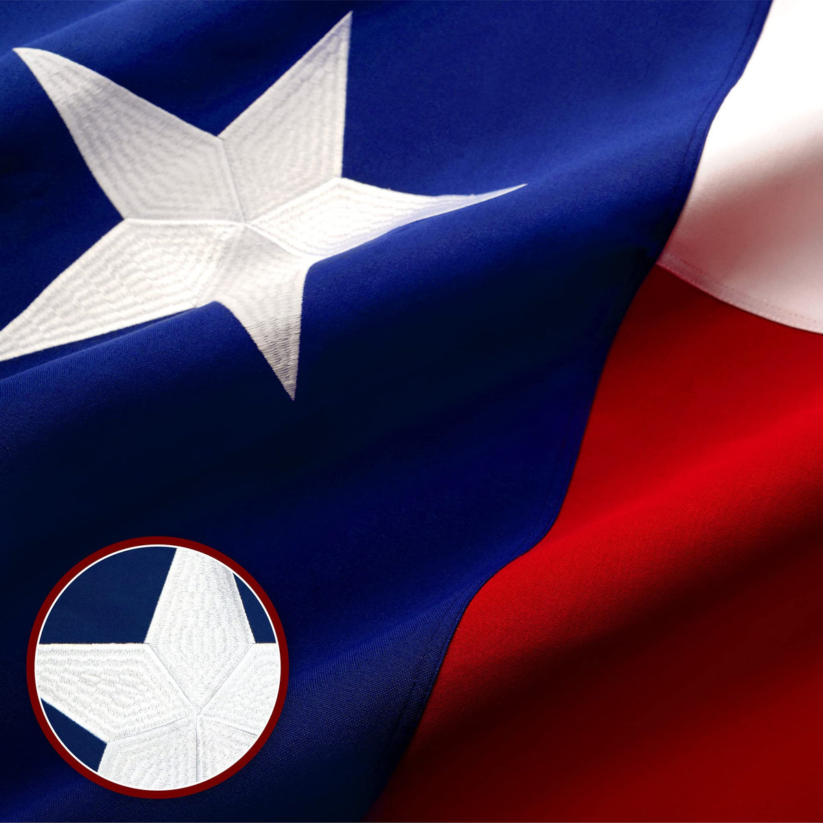 G128 Texas state flag with embroidered stars adds a vivid, premium look.