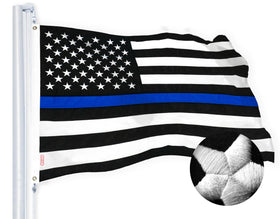 G128 Thin Blue Line Flag with embroidered detail for durable outdoor display.