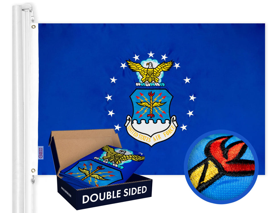 G128 US Air Force Flag 2x3ft front view for versatile indoor and outdoor display.
