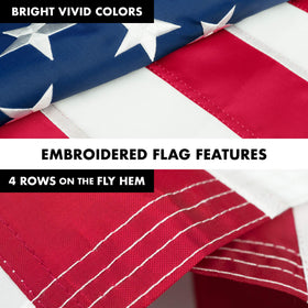 G128 US flag 2.5x4 ft with pole sleeve ready for display.
