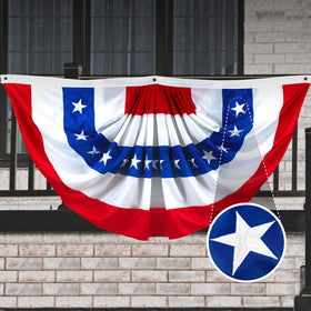 G128 USA Pleated Fan Flag 3x6 ft for outdoor display with durable fabric
