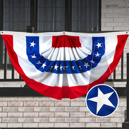 G128 USA Pleated Fan Flag 3x6 ft for outdoor display with durable fabric
