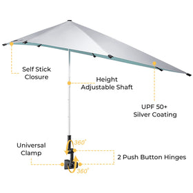 G4Free UPF 50+ canopy with heat-reflective silver coating keeps you cooler