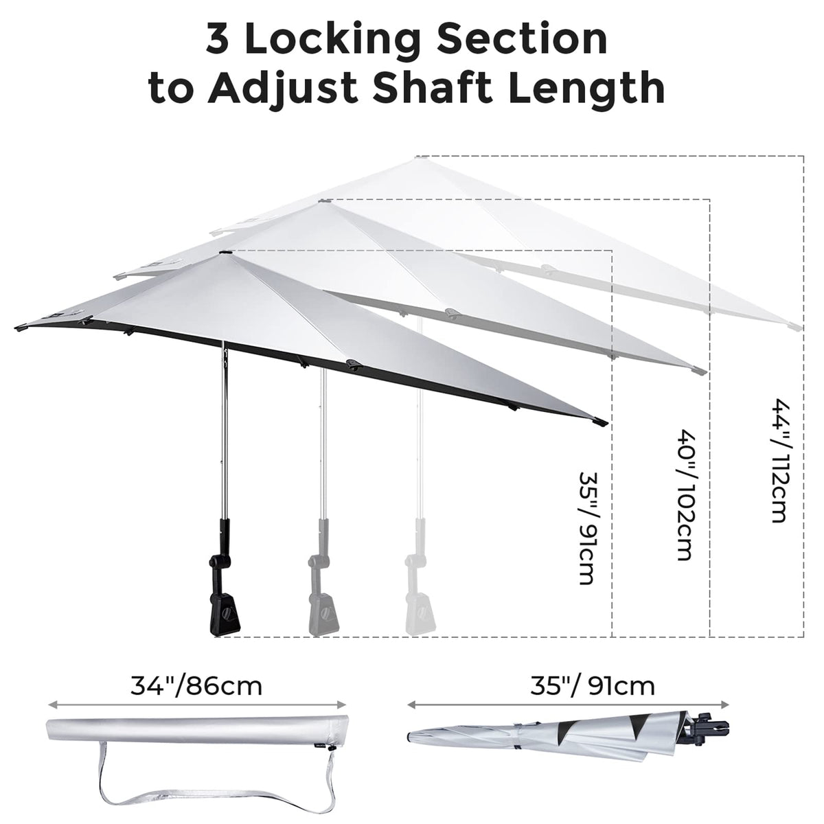 G4Free UPF50+ open umbrella angled for shade