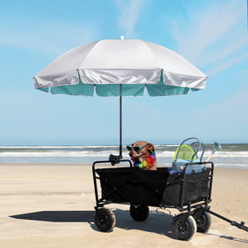 Wind-proof fiberglass frame of G4Free umbrella in breezy conditions