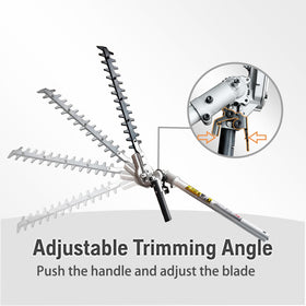 Gabasinover extended reach shaft extends up to 20 inches for hard-to-reach hedges.