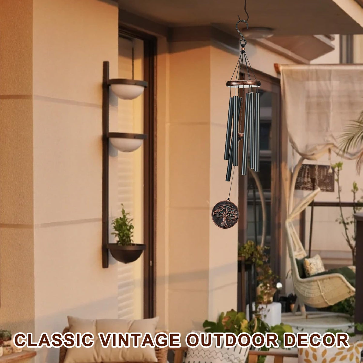 Gabzart wind chimes with deer motif evoke grace and family warmth outdoors.