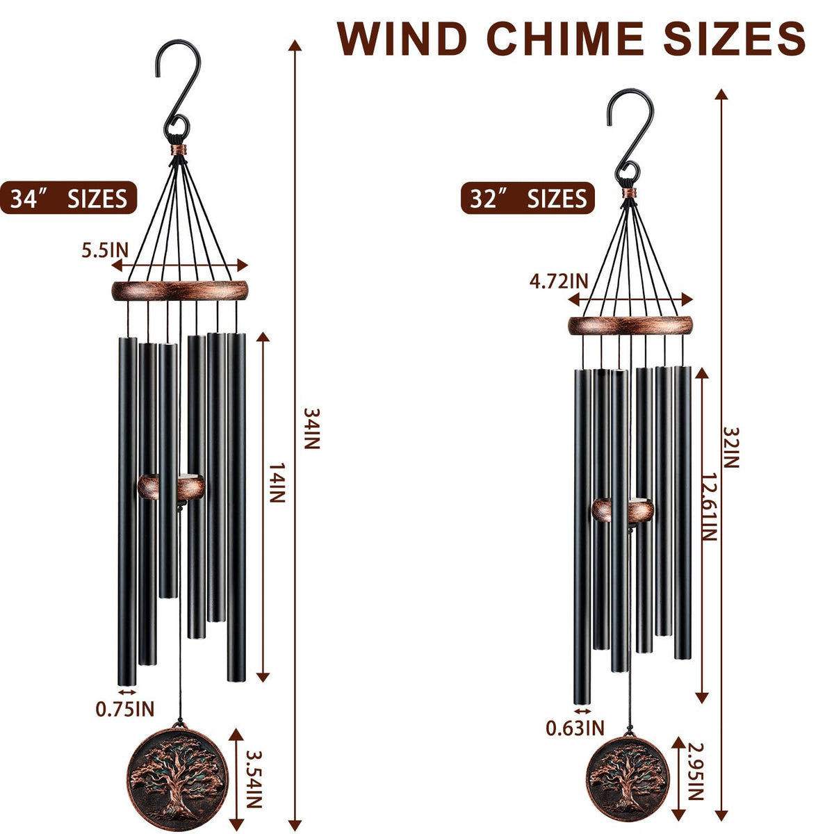 Gabzart wind chimes use durable aluminum tubes for lasting outdoor sound.