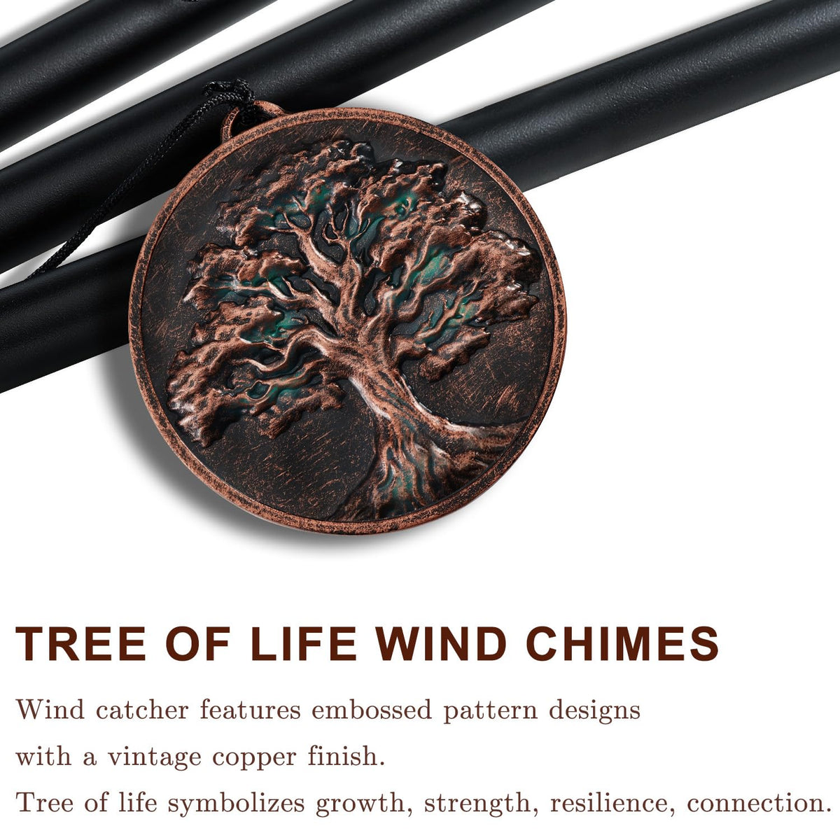 Gabzart wind chimes sun moon star symbol blends harmony and mystery outside.
