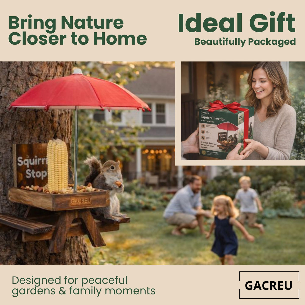 GACREU Squirrel Feeder easy assembly for quick setup.