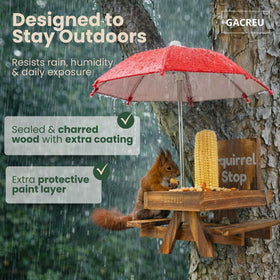 GACREU Squirrel Feeder Picnic Table drainage holes keep food fresh.