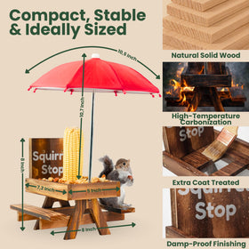 GACREU Squirrel Feeder wide seating area invites comfortable snacking outdoors.