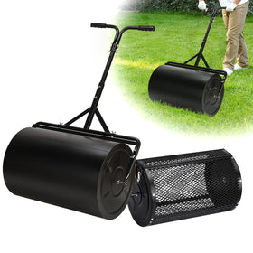 GADFISH 24-inch compost spreader in action distributing evenly across a lawn