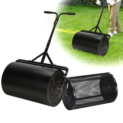 GADFISH 24-inch compost spreader in action distributing evenly across a lawn