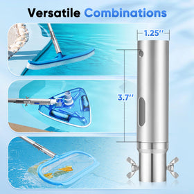 GADFISH four-lock extendable pool pole maintains firmness during debris cleanup.